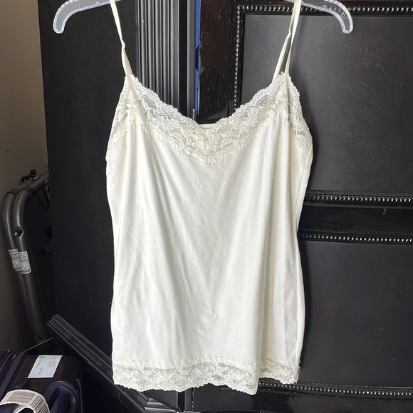 Bundle of 3 lace top camisoles, M/L, adjustable straps, teal & cream are cottony - Picture 3 of 4